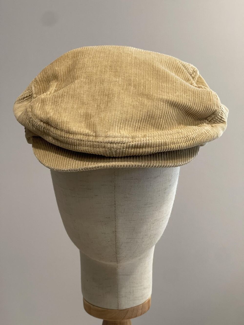 Hat Cap Flat Mens One Size Beige Corduroy Lined Cotton Solid Casual Fall